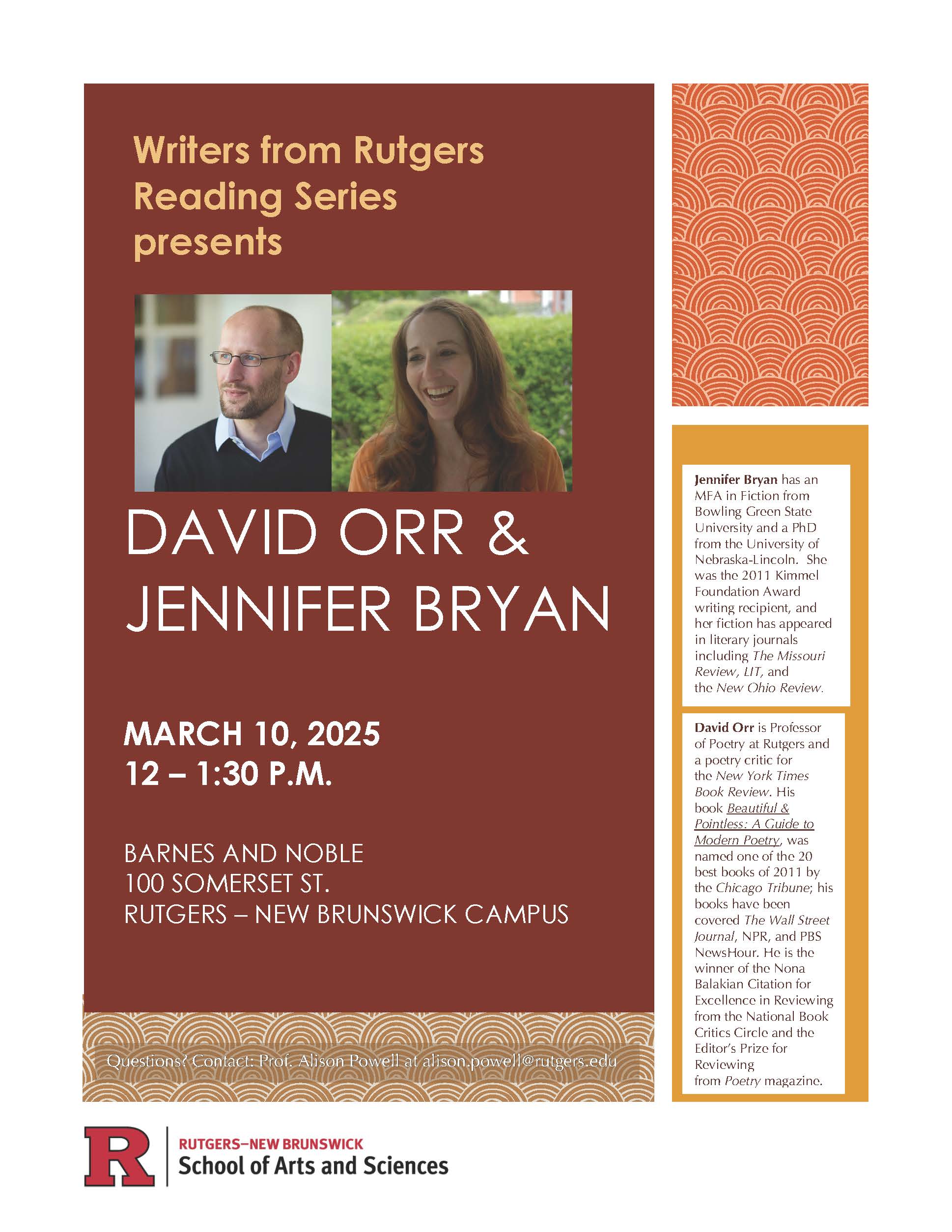 Image - Writers from Rutgers with David Orr and Jennifer Bryan